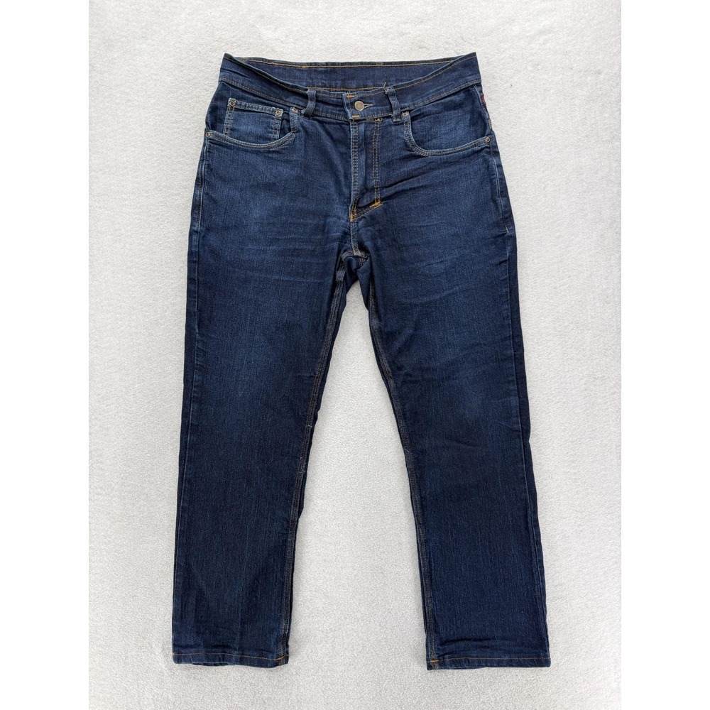 Origin Legit Fit D68 Jeans Mens 34x28 Blue Dark Wash Stretch Denim USA Pants